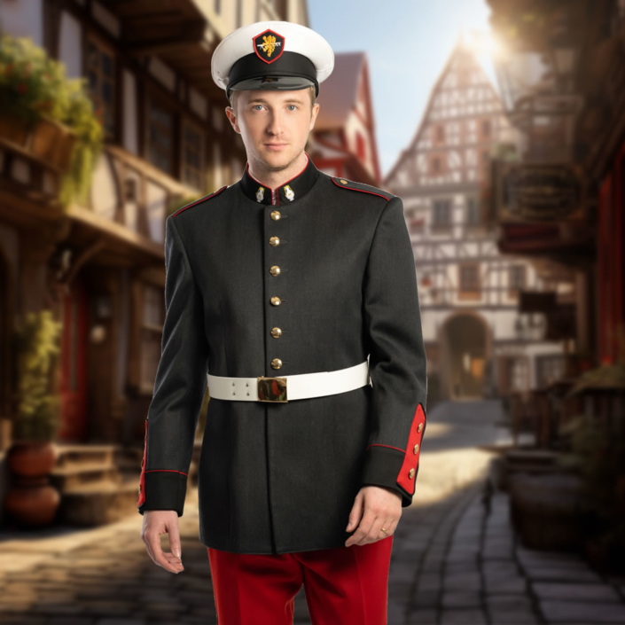 Historische Uniform schwarz mit roter Hose uniform-6-705x705, Spielmannszug